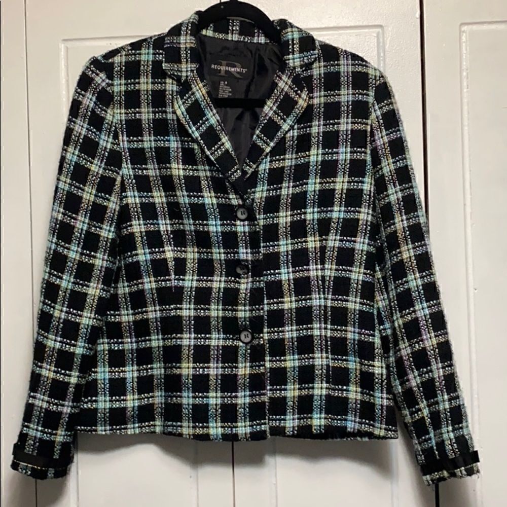 Requirements plaid blazer short lined jacket 8